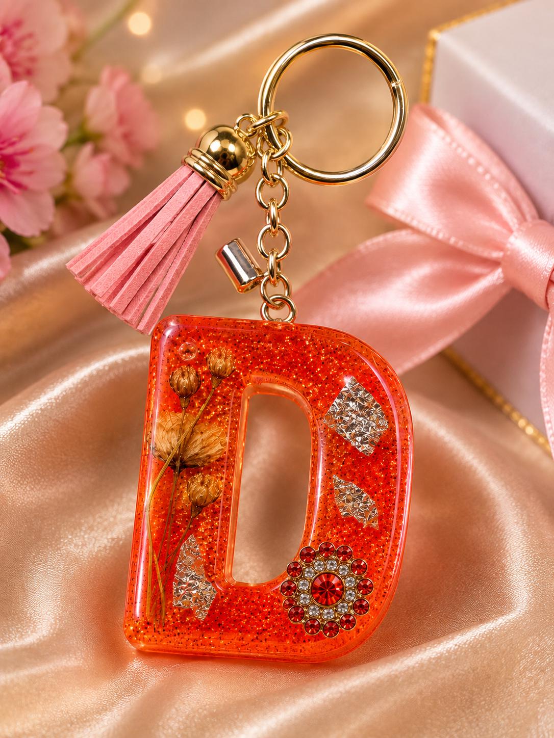RESIN LETTER D KEYCHAIN