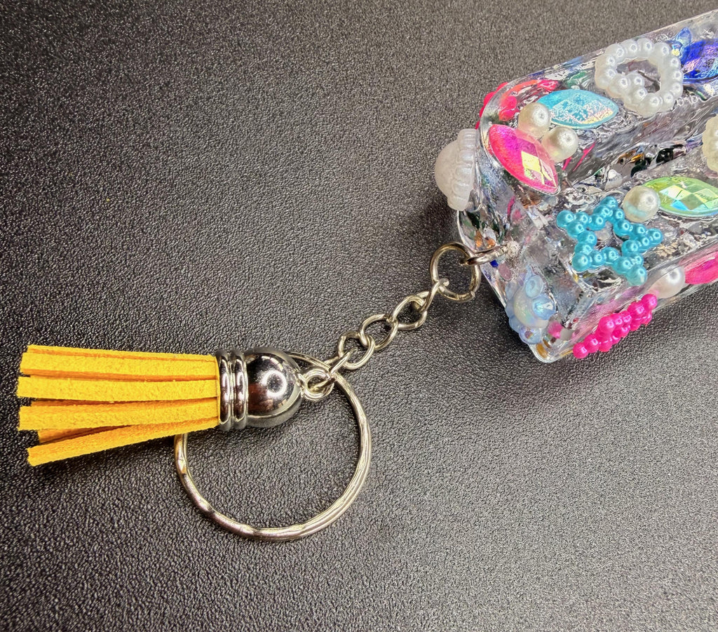Bling Bling Letter D Keychain: Transparent, Sparkly Accessories, Tassel