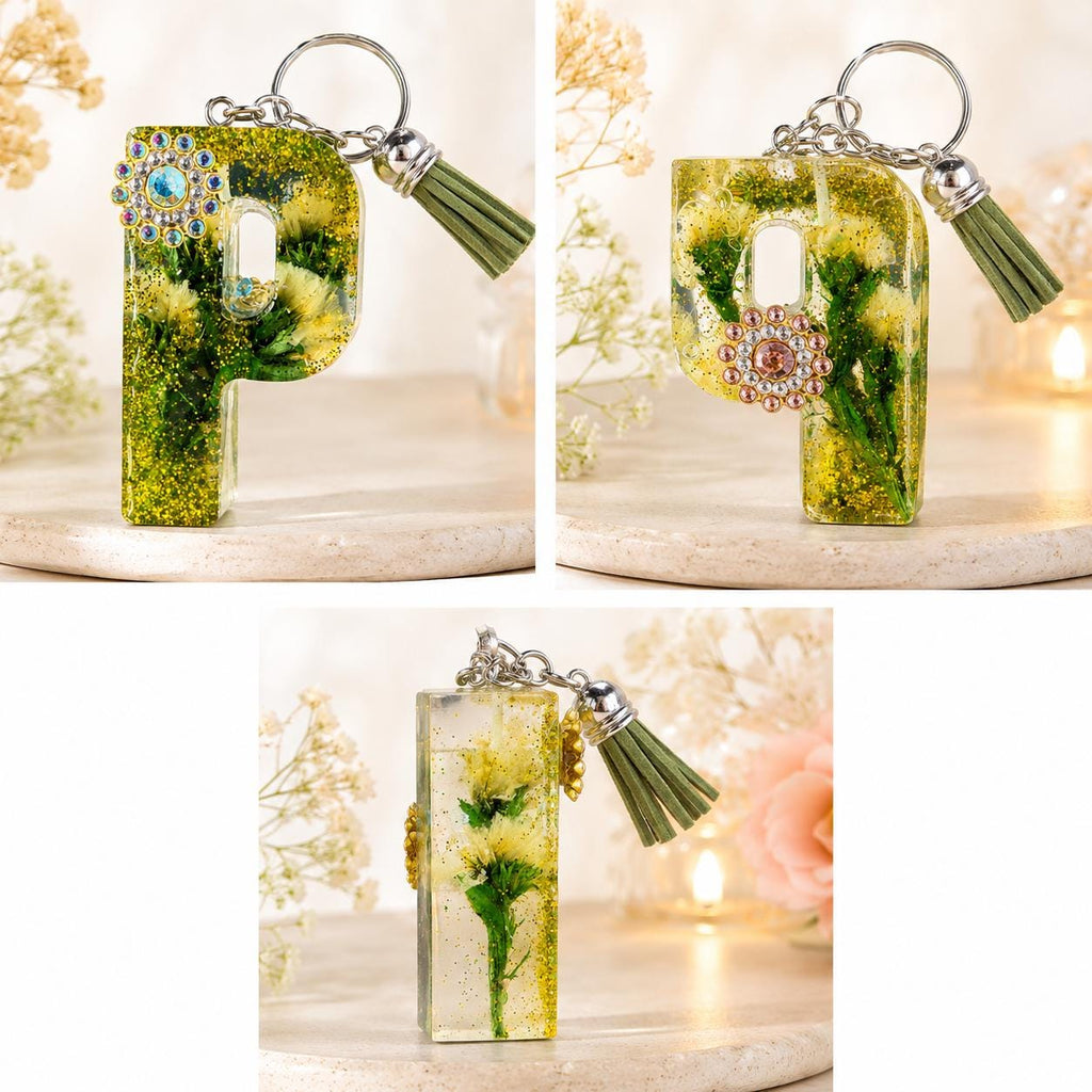 Personalized Letter P Resin Keychain