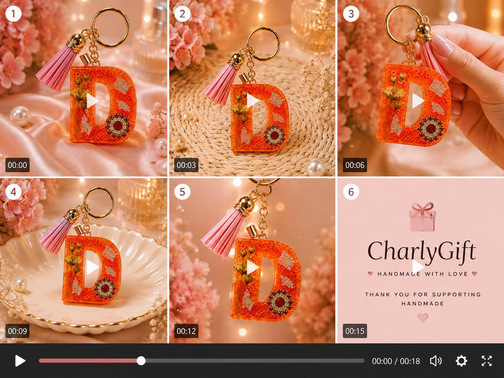 RESIN LETTER D KEYCHAIN