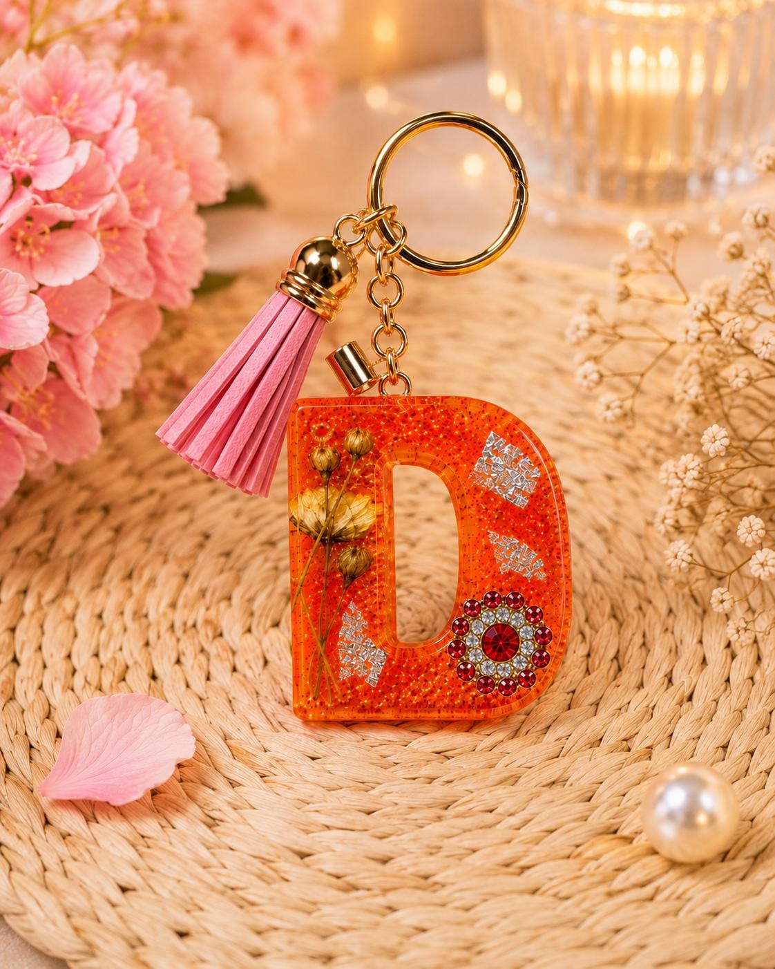 RESIN LETTER D KEYCHAIN