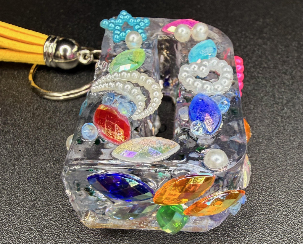 Bling Bling Letter D Keychain: Transparent, Sparkly Accessories, Tassel