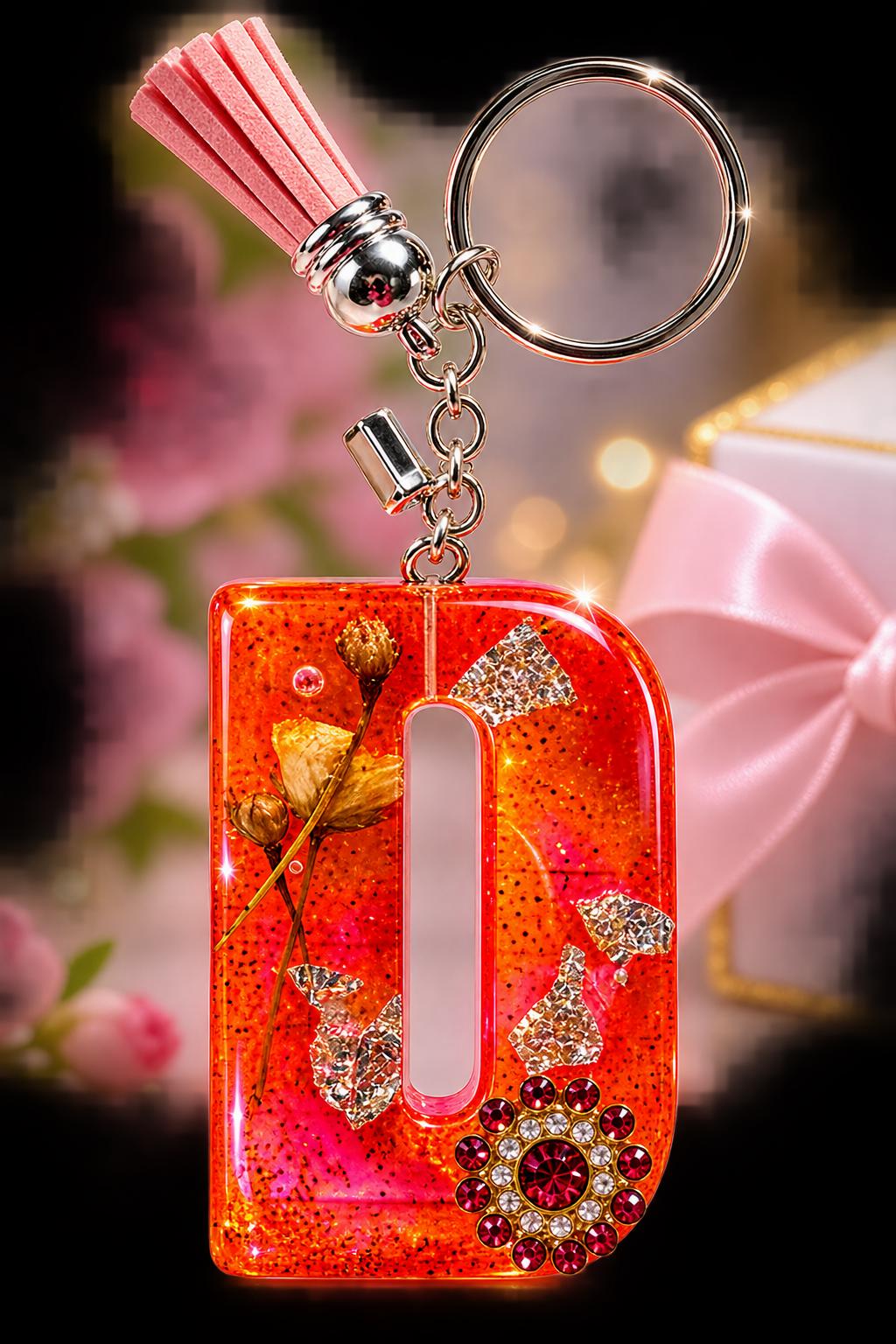 RESIN LETTER D KEYCHAIN
