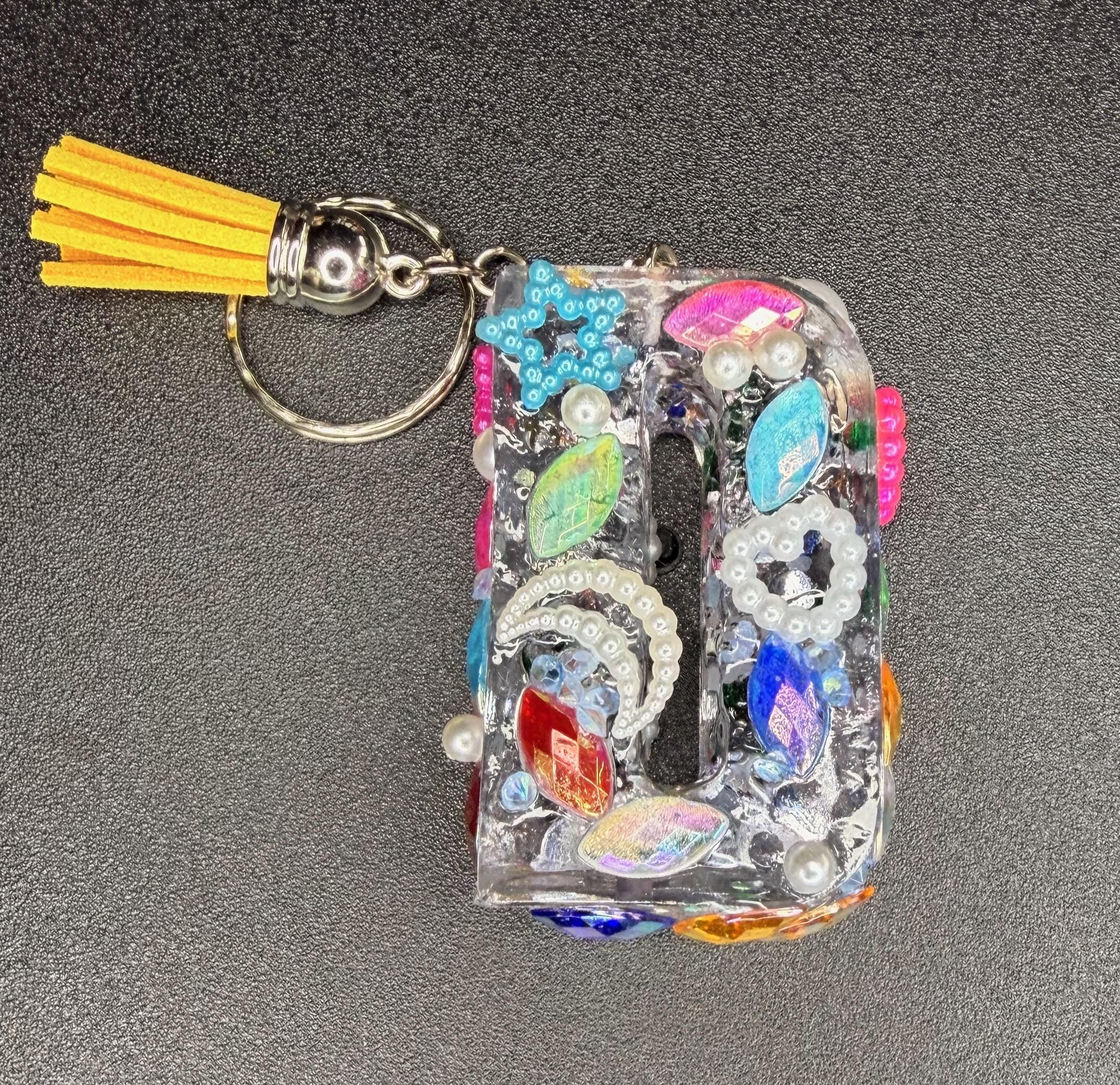 Bling Bling Letter D Keychain: Transparent, Sparkly Accessories, Tassel