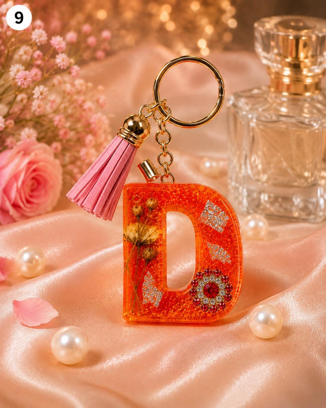 RESIN LETTER D KEYCHAIN